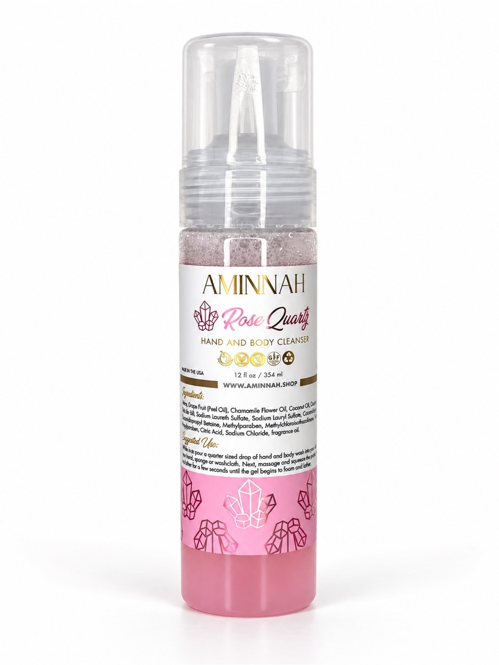 AMINNAH Rose Quartz Hand & Body Cleanser
